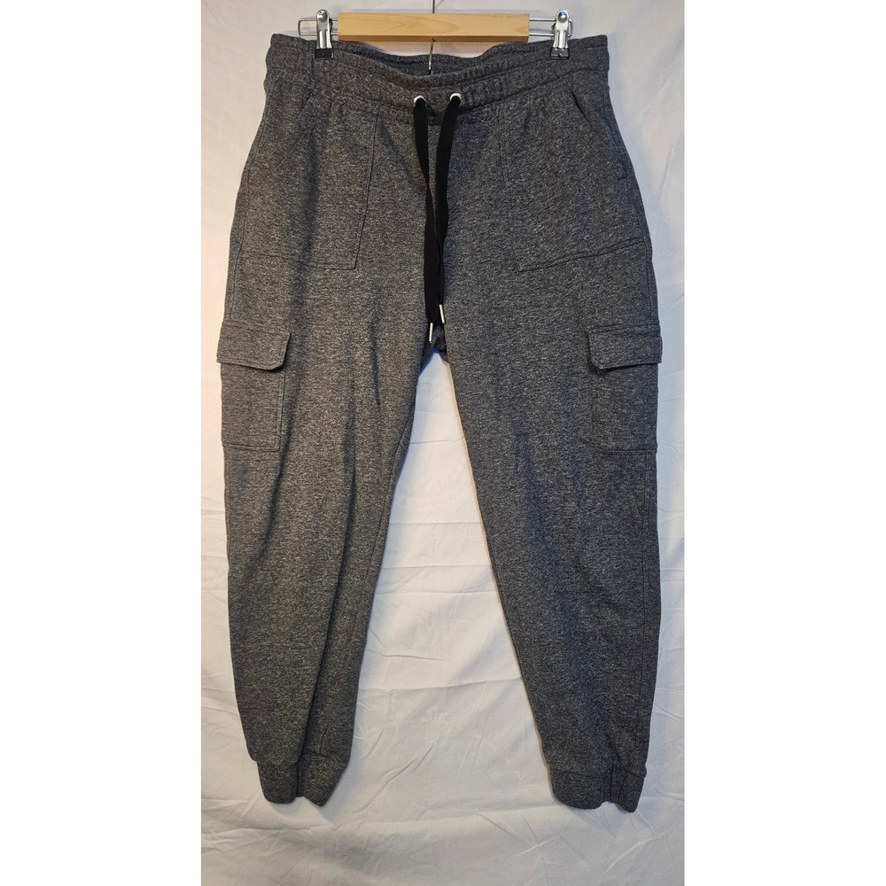 Calvin Klein Jogger Women L Grey Cargo Sweatpants Performance Fleece Utility#840